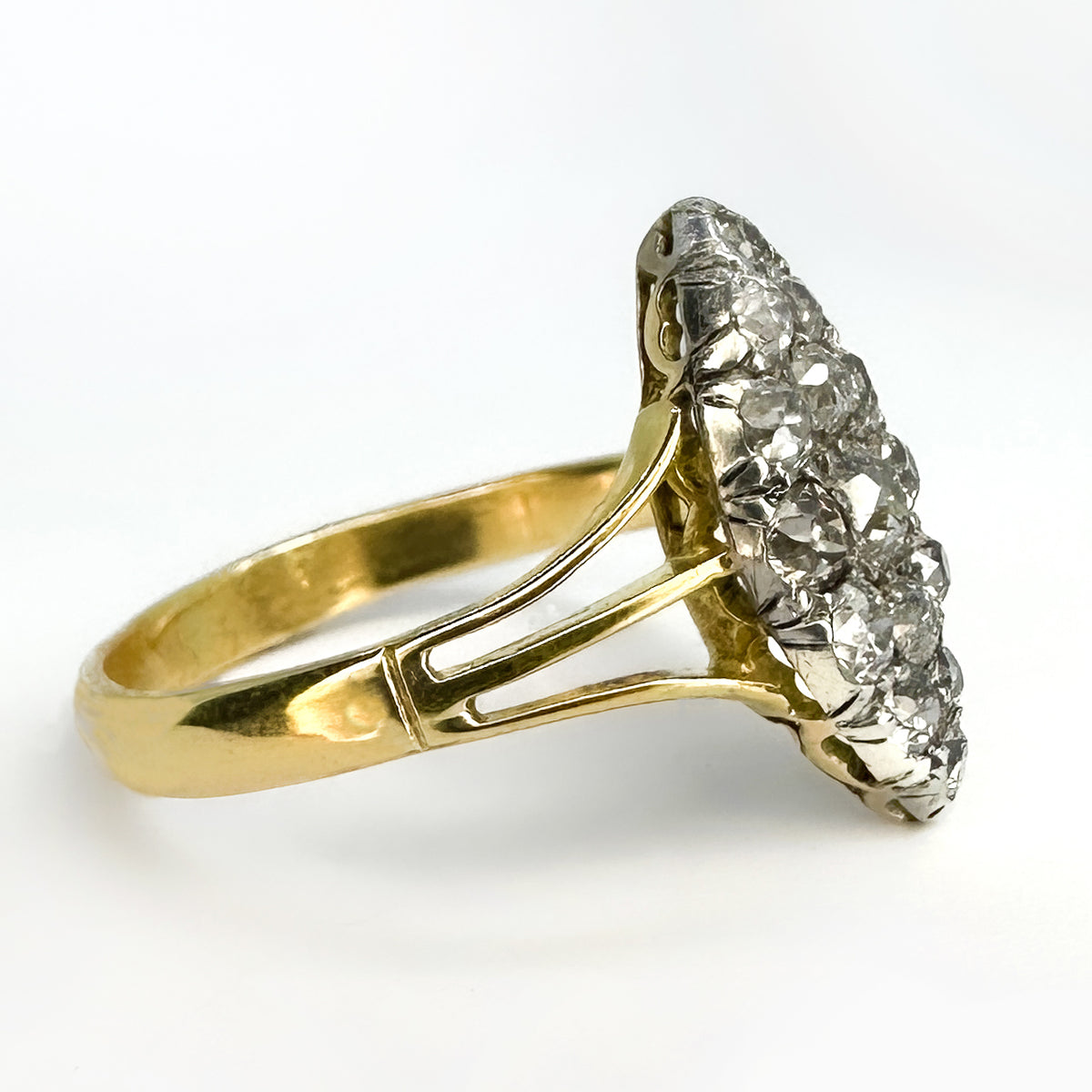 Marquise Pave Old Cut Diamond Ring