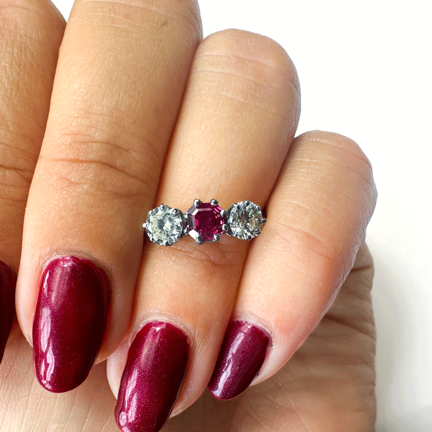 Ruby Diamond Trilogy Ring