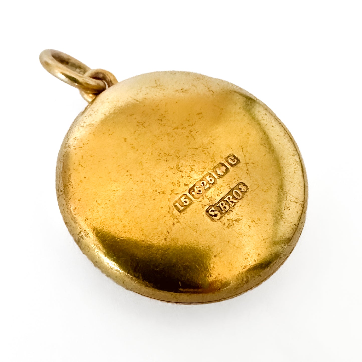 Antique 15ct Yellow Gold Memorial Triple Locket Pendant with Forget Me Not Victorian Edwardian