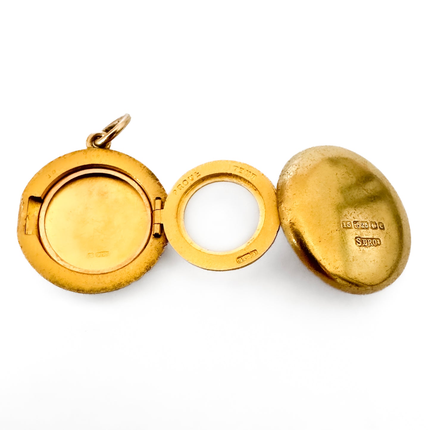 Antique 15ct Yellow Gold Memorial Triple Locket Pendant with Forget Me Not Victorian Edwardian