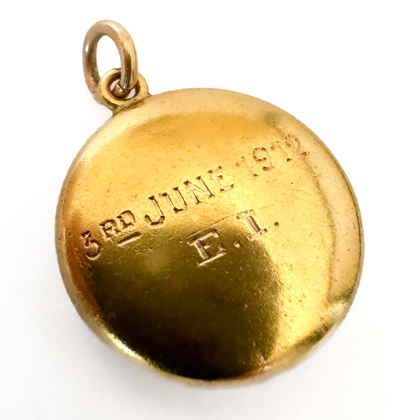 Antique 15ct Yellow Gold Memorial Triple Locket Pendant with Forget Me Not Victorian Edwardian