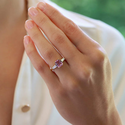 1.62ct Pink Sapphire and Diamond Three Stone Ring