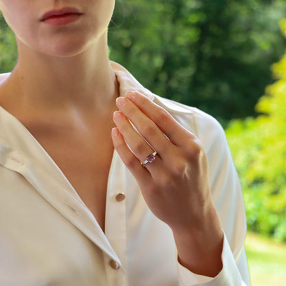 1.62ct Pink Sapphire and Diamond Three Stone Ring