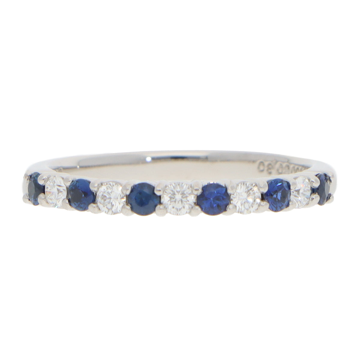 Mikimoto Vintage Platinum, Sapphire and Diamond Half Eternity Ring