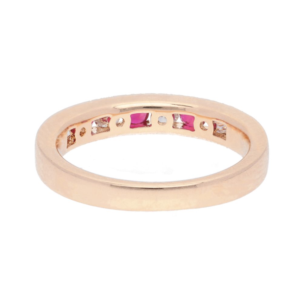 Diamond and Ruby Half Eternity Ring Band in 18ct Gold
