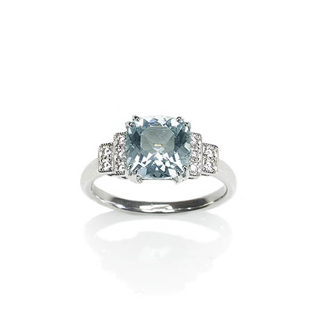 Aquamarine and diamond ring