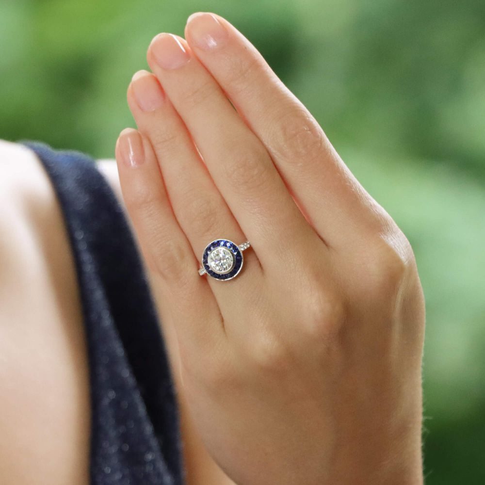 Sapphire and Diamond Target Ring