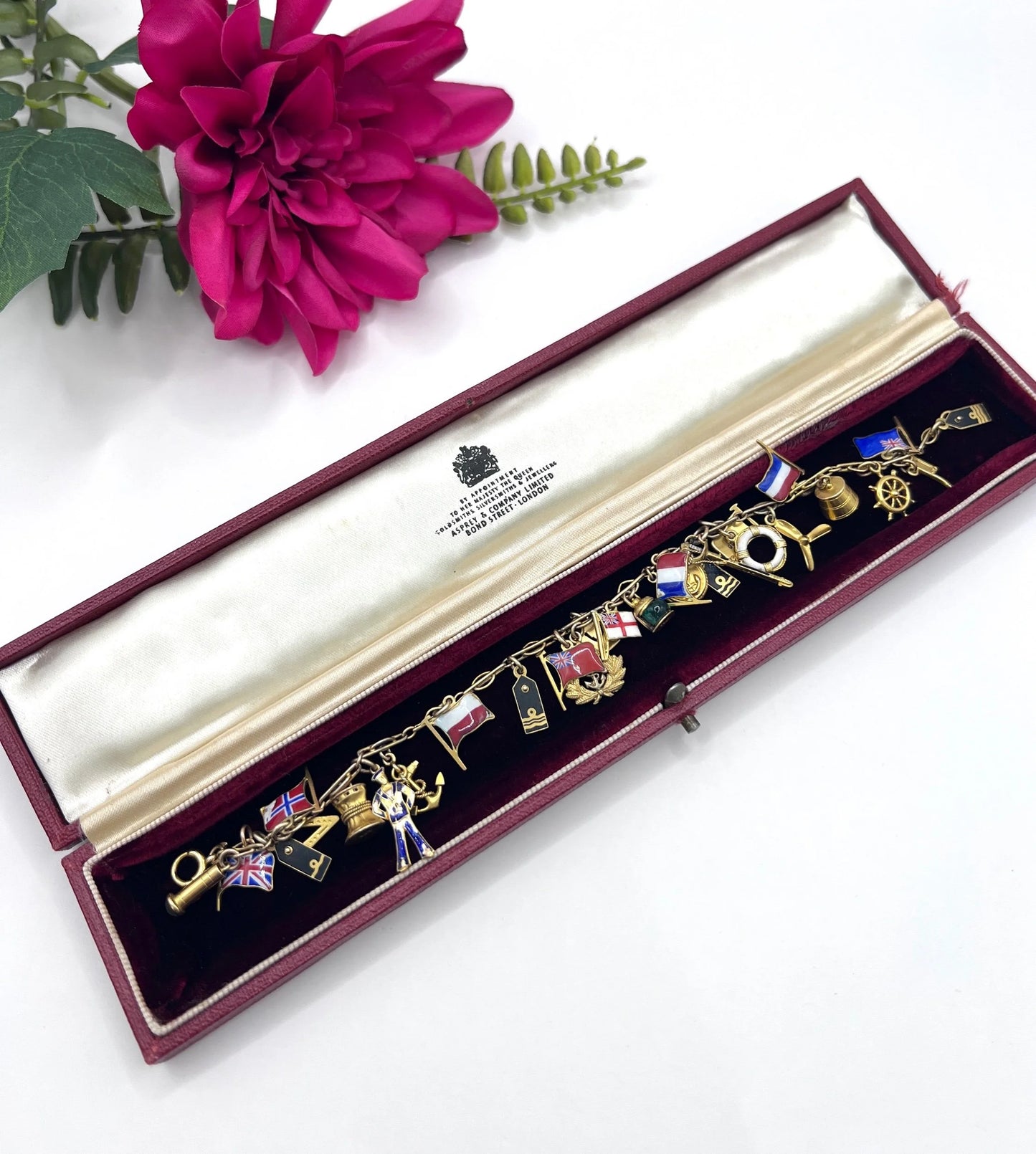 Antique 9 ct Gold Stamped, 1920's Nautical Themed Charm Bracelet