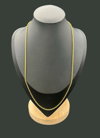 Victorian 15 Carat Yellow Gold 20 Inch Thick Trace Link Chain Necklace, Circa 1890