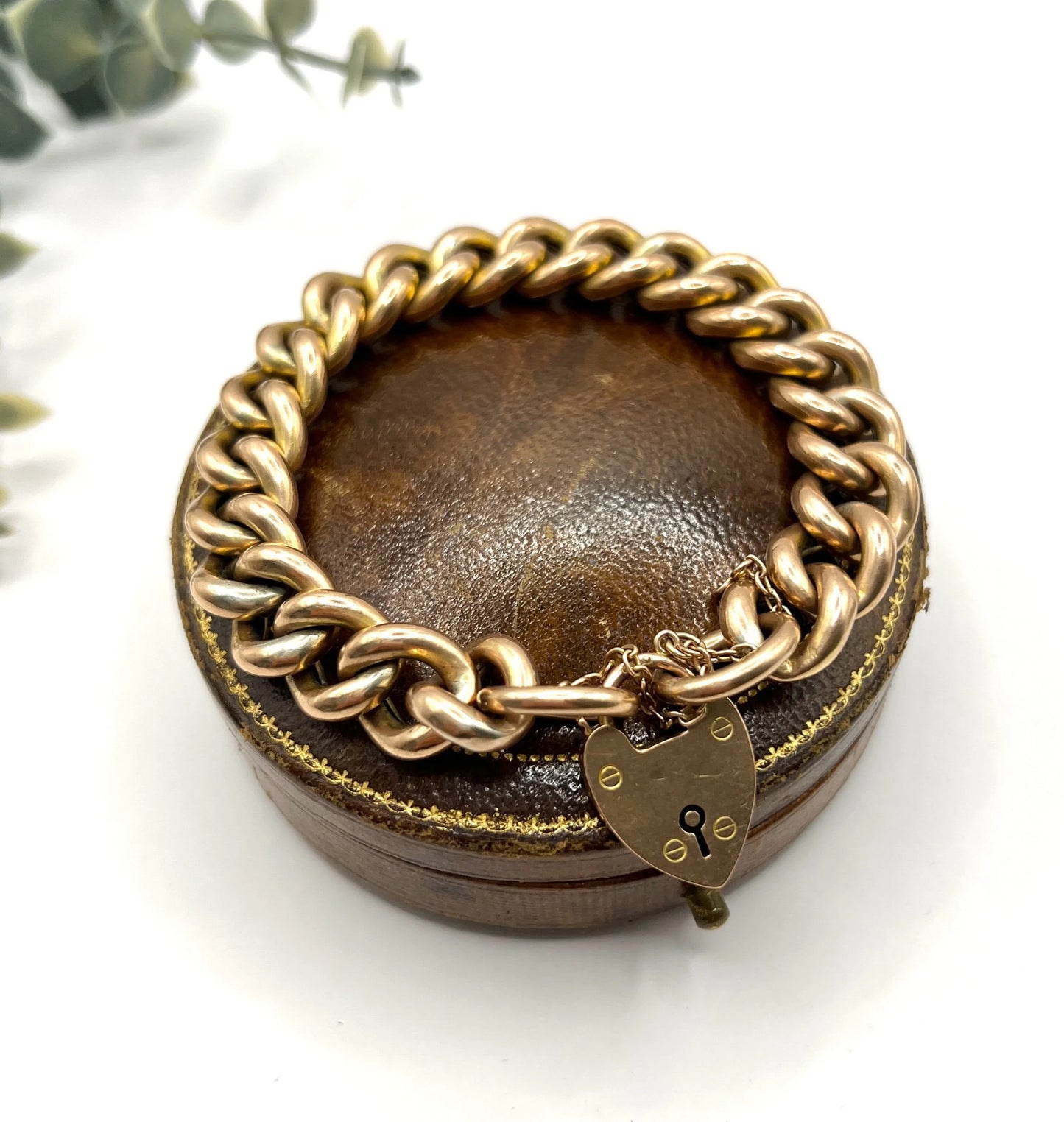 Antique 9 Carat Edwardian Rose Gold Curb Bracelet