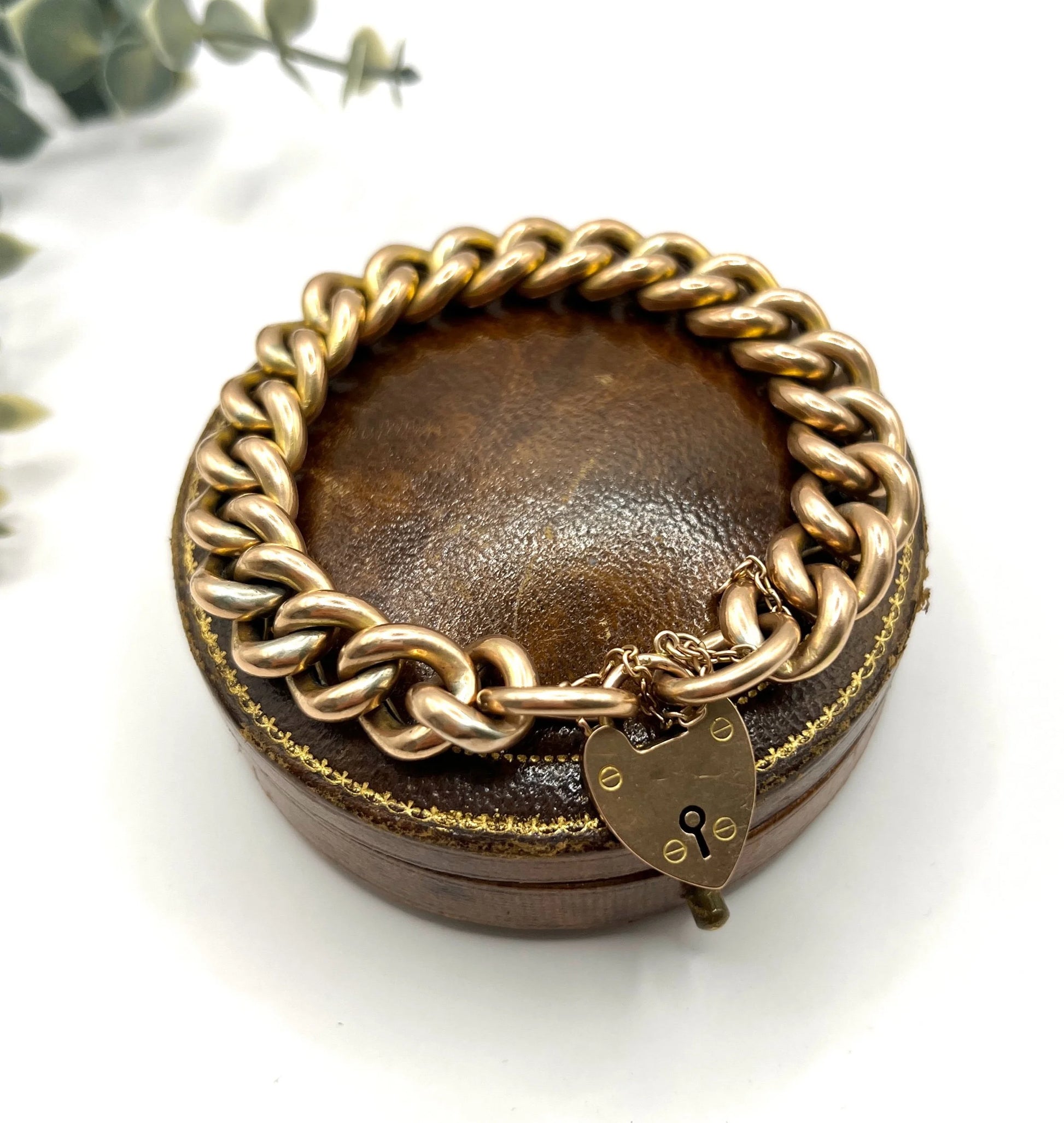 Antique 9 Carat Edwardian Rose Gold Curb Bracelet
