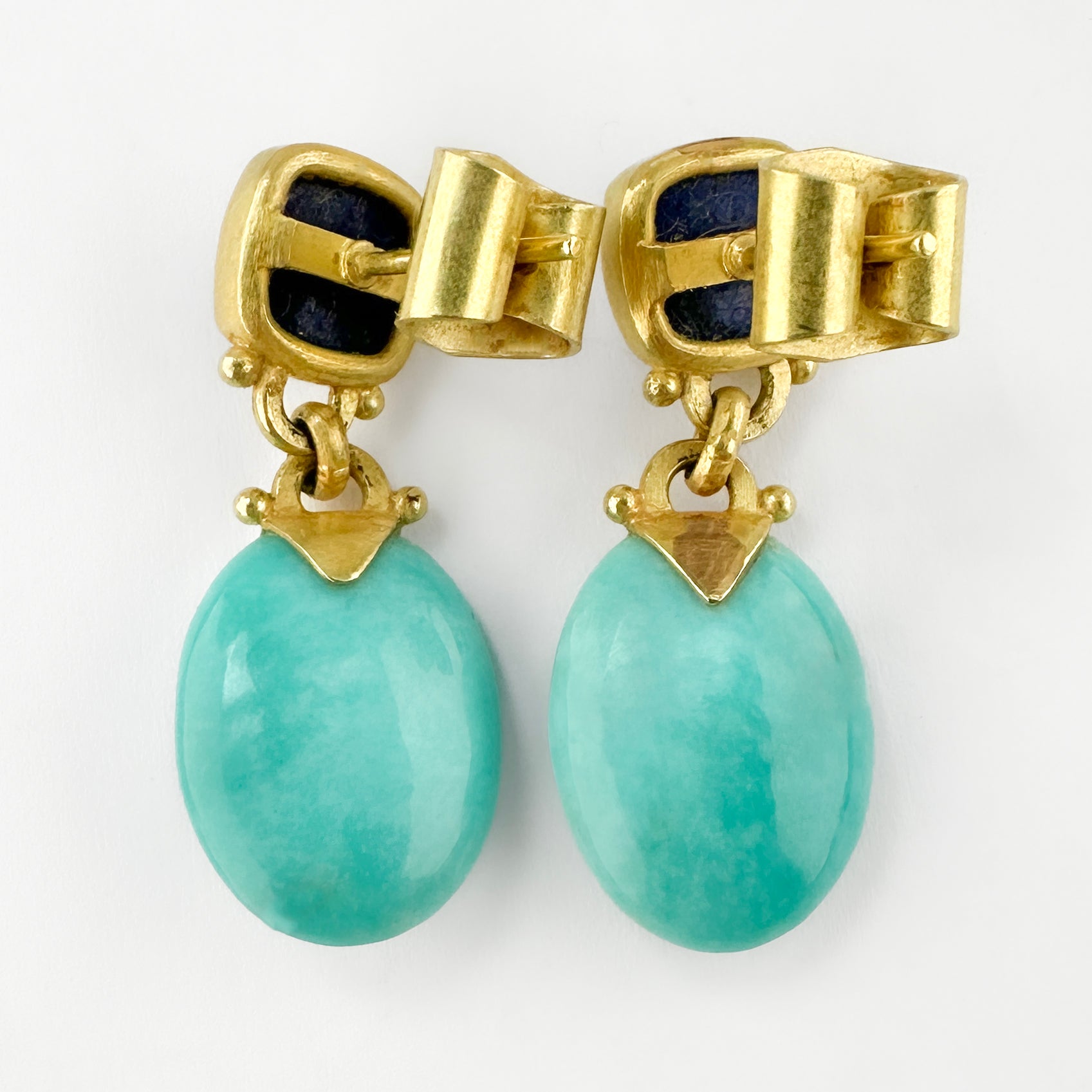 Vintage Lapis Lazuli and Turquoise Drop Earrings