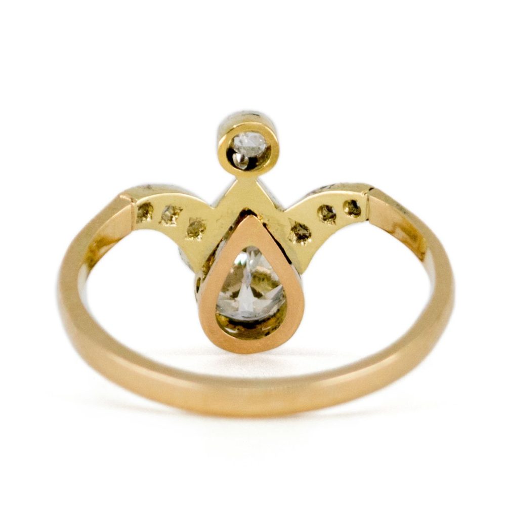 Retro Radiant Cut Diamond and Enamel Ring