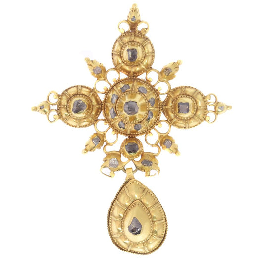 17th Century Gold and Rose Cut Diamond Cross