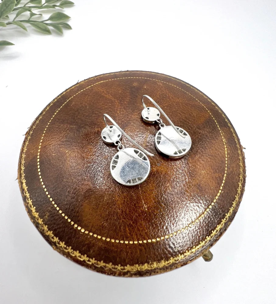 Antique Art Deco Diamond And Onyx Earrings In 18 Carat White Gold