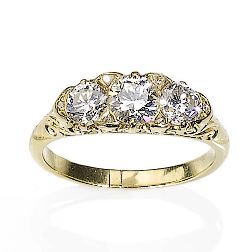 Antique Victorian Diamond Set Carved Hoop Ring