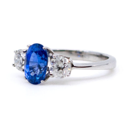 Vintage Sapphire and Diamond Three Stone Ring