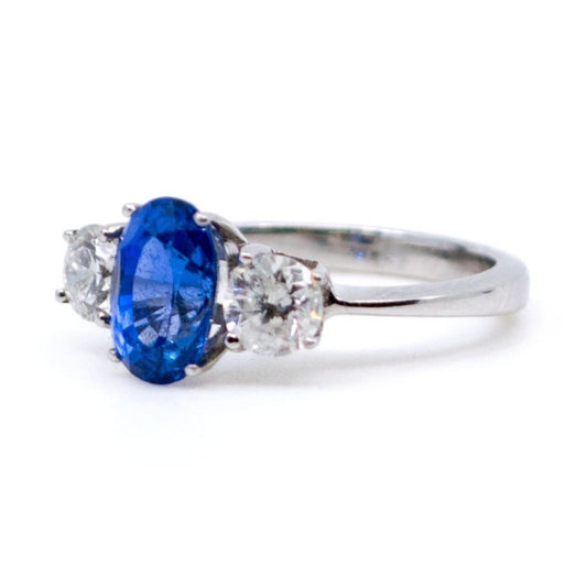 Vintage Sapphire and Diamond Three Stone Ring