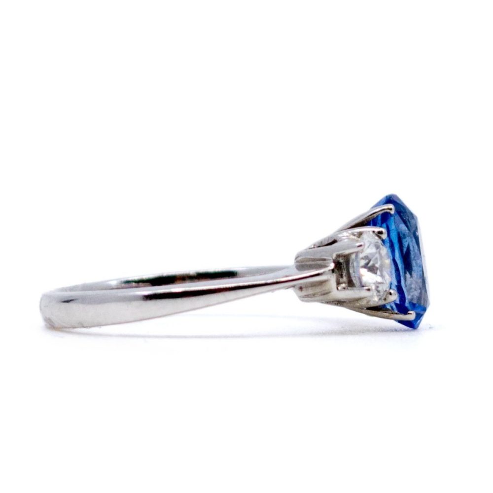 Vintage Sapphire and Diamond Three Stone Ring