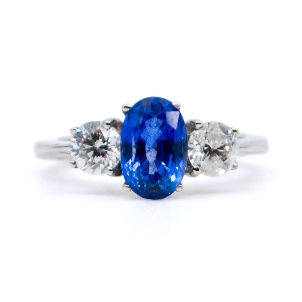 Vintage Sapphire and Diamond Three Stone Ring