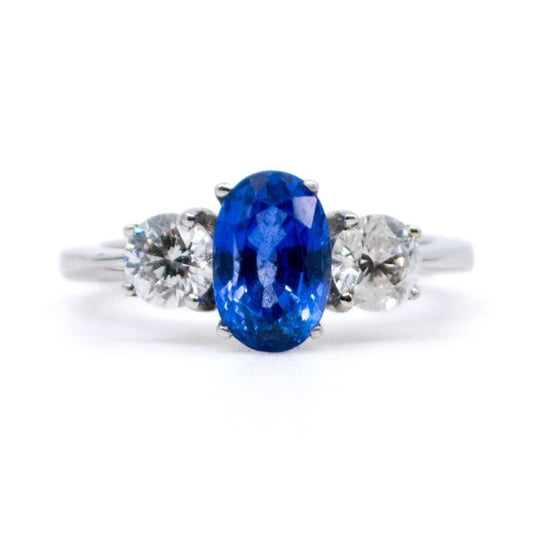 Vintage Sapphire and Diamond Three Stone Ring