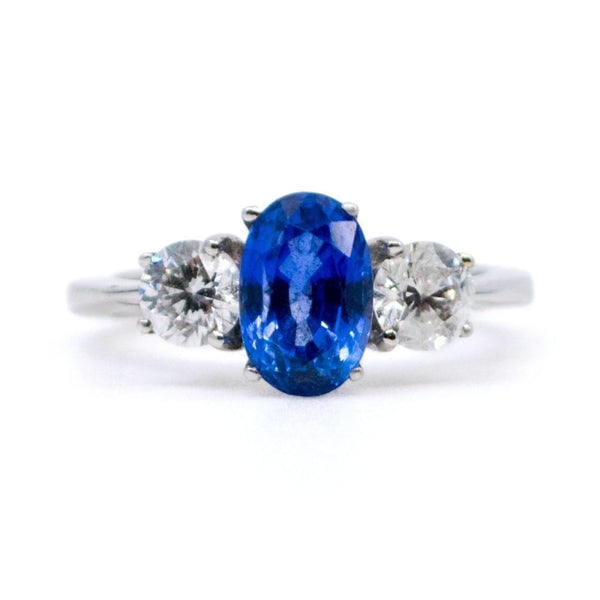 Vintage Sapphire and Diamond Three Stone Ring