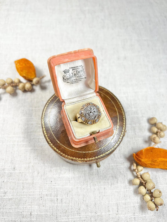Vintage 1960's 18 Carat Gold, Tiered Dome Shaped, Diamond Cocktail Ring