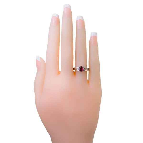 Vintage Ruby and Brilliant Cut Diamond Ring