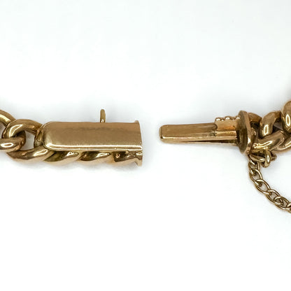 Edwardian Antique Enamel and Pearl Set 15ct Gold Curb Link Bracelet