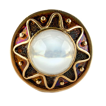 1970s Moonstone Statement Ring 14ct gold front view