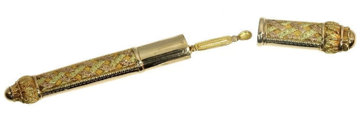 Impressive Gold French Pre-Victorian Needle Case with Original Needle