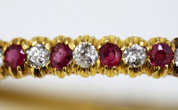 Antique Art Deco French Burma Ruby and Diamond Bangle, 18ct Yellow Gold
