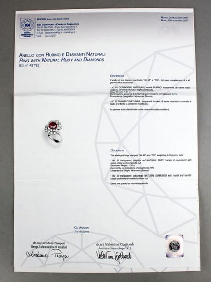 Vintage Burma Ruby and Diamond Cluster Ring, 18ct White Gold