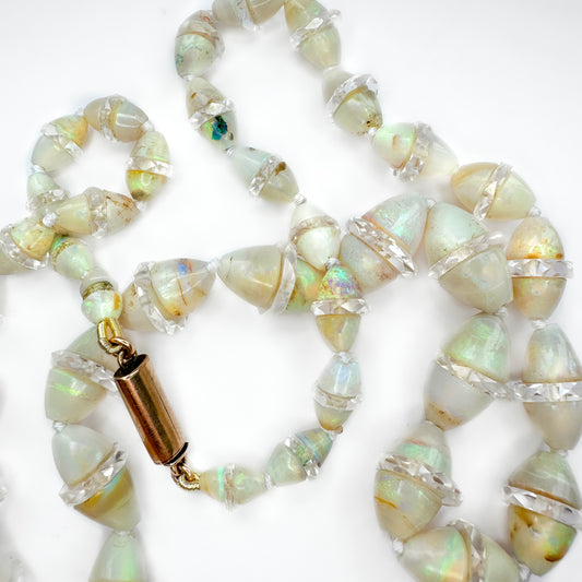 Edwardian Antique Opal and Rock Crystal Bead Necklace