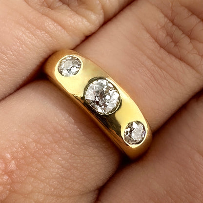 Edwardian 3 Stone Diamond Gypsy Ring