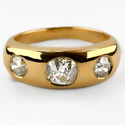 Edwardian 3 Stone Diamond Gypsy Ring