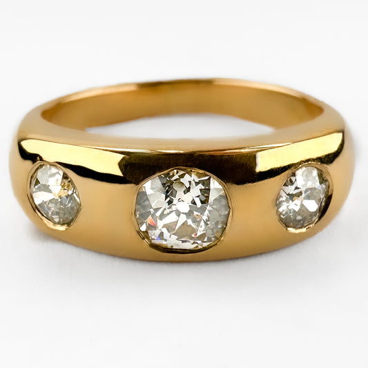 Edwardian 3 Stone Diamond Gypsy Ring