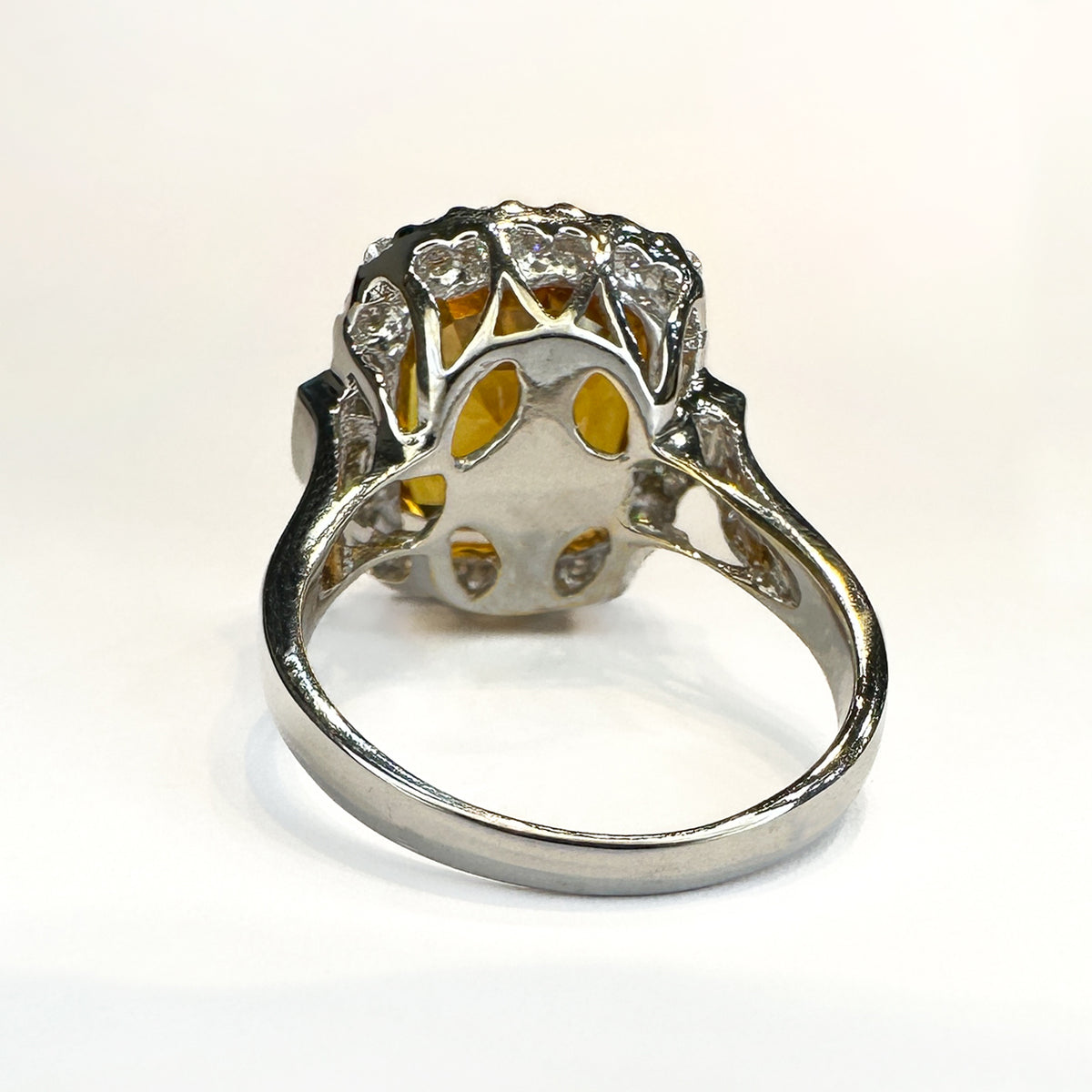 7ct Orange Yellow Sapphire Cluster Ring
