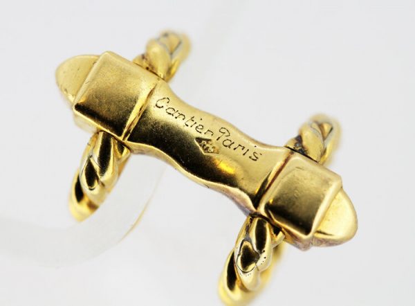 Vintage Cartier Textured 18ct Yellow Gold Cufflinks