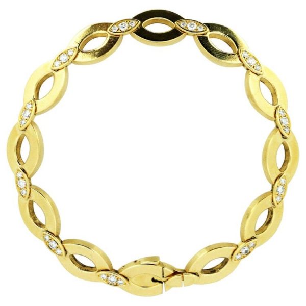 Vintage Cartier Diamond Set 18ct Yellow Gold Bracelet