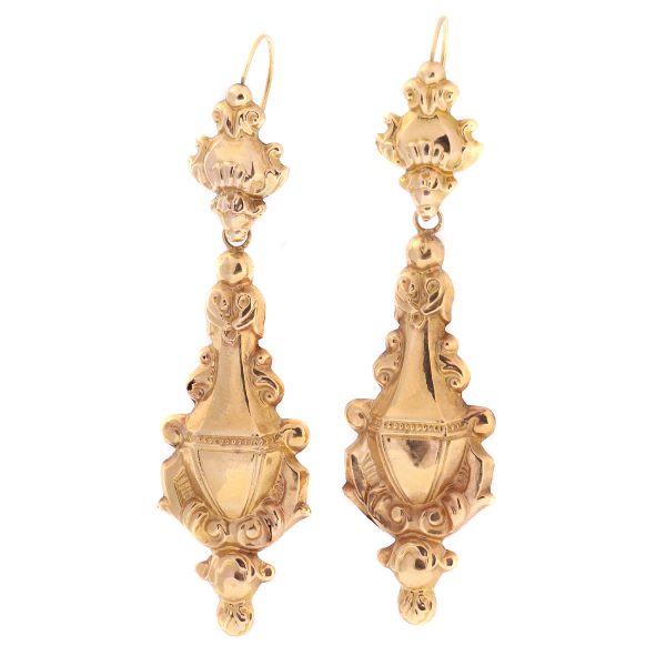 Antique Victorian 18ct Rose Gold Drop Earrings, Circa 1840, Belgium