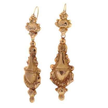 Antique Victorian 18ct Rose Gold Drop Earrings, Circa 1840, Belgium