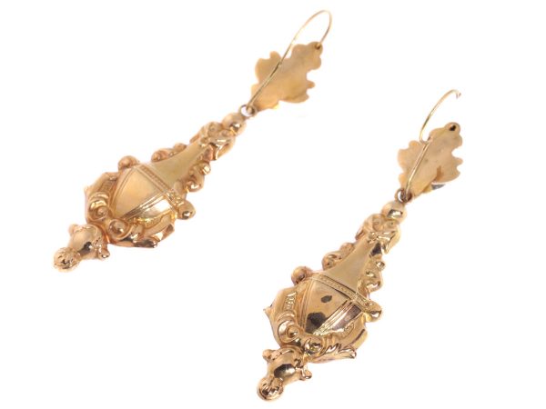 Antique Victorian 18ct Rose Gold Drop Earrings, Circa 1840, Belgium