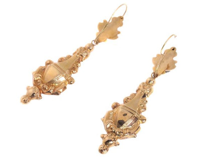 Antique Victorian 18ct Rose Gold Drop Earrings, Circa 1840, Belgium