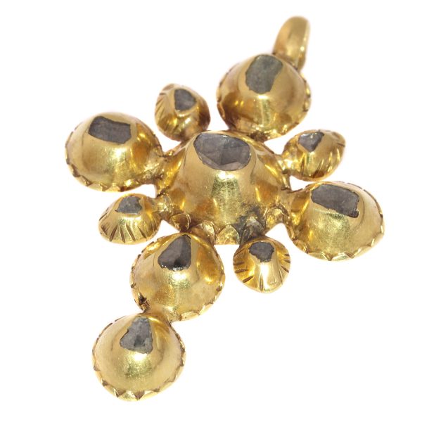 Georgian Rose Cut Diamond Cross Pendant, 18ct Yellow Gold, c.1790