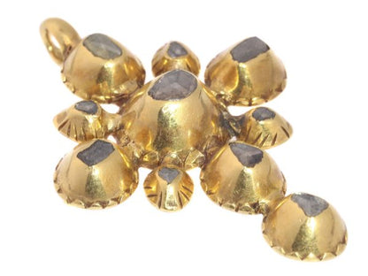 Georgian Rose Cut Diamond Cross Pendant, 18ct Yellow Gold, c.1790