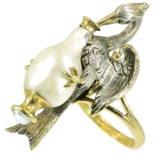 Antique French Victorian Ring Depicting Aesops Fable