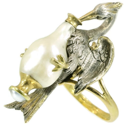 Antique French Victorian Ring Depicting Aesops Fable