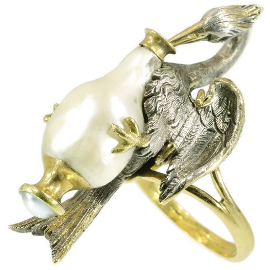 Antique French Victorian Ring Depicting Aesops Fable