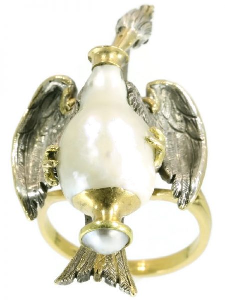 Antique French Victorian Ring Depicting Aesops Fable